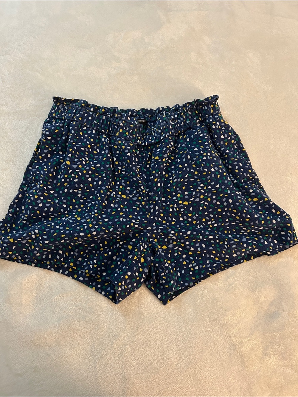 Banana Republic Navy High-Waist Printed Elastic Shorts